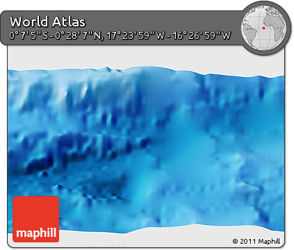 Physical 3D Map of the Area around 0° 10' 31" N, 16° 55' 29" W