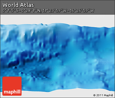 Physical 3D Map of the Area around 0° 10' 31" N, 16° 55' 29" W