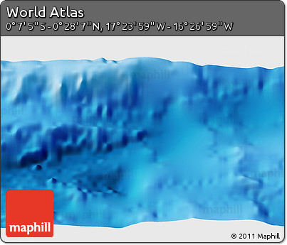 Physical 3D Map of the Area around 0° 10' 31" N, 16° 55' 29" W