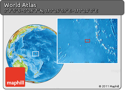 Physical Location Map of the Area around 0° 10' 31" N, 170° 55' 30" E