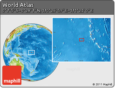 Physical Location Map of the Area around 0° 10' 31" N, 170° 55' 30" E