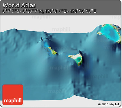 Satellite 3D Map of the Area around 0° 10' 31" N, 173° 28' 29" E