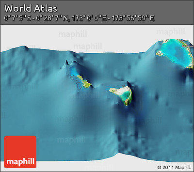 Satellite 3D Map of the Area around 0° 10' 31" N, 173° 28' 29" E