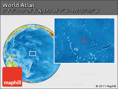 Physical Location Map of the Area around 0° 10' 31" N, 173° 19' 29" W