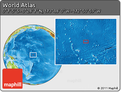 Physical Location Map of the Area around 0° 10' 31" N, 173° 19' 29" W