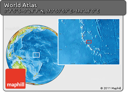 Physical Location Map of the Area around 0° 10' 31" N, 174° 19' 29" E