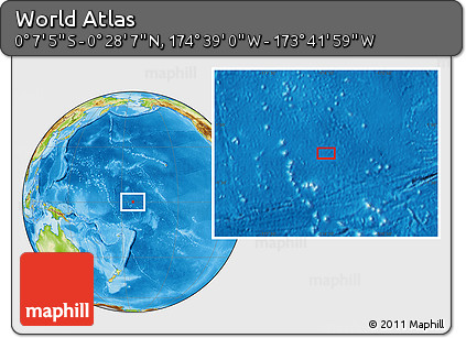 Physical Location Map of the Area around 0° 10' 31" N, 174° 10' 30" W