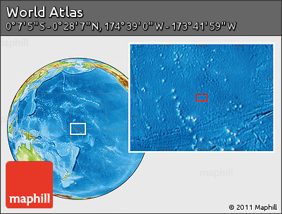 Physical Location Map of the Area around 0° 10' 31" N, 174° 10' 30" W