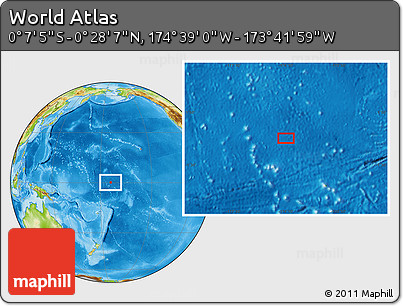 Physical Location Map of the Area around 0° 10' 31" N, 174° 10' 30" W
