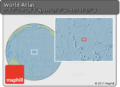 Savanna Style Location Map of the Area around 0° 10' 31" N, 174° 10' 30" W, hill shading