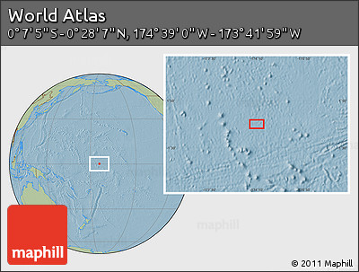 Savanna Style Location Map of the Area around 0° 10' 31" N, 174° 10' 30" W, hill shading