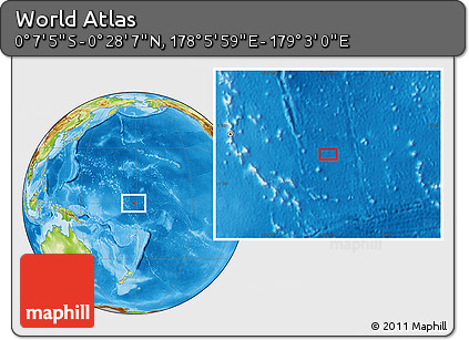 Physical Location Map of the Area around 0° 10' 31" N, 178° 34' 29" E