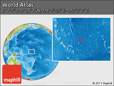Physical Location Map of the Area around 0° 10' 31" N, 178° 34' 29" E