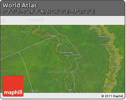 Satellite 3D Map of the Area around 0° 10' 31" N, 17° 4' 30" E