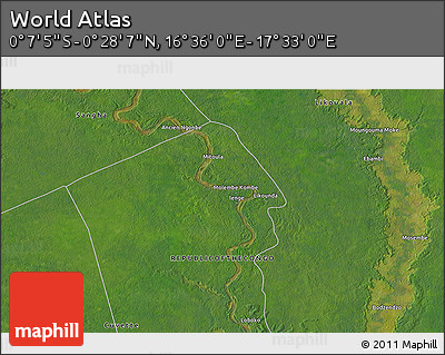 Satellite 3D Map of the Area around 0° 10' 31" N, 17° 4' 30" E