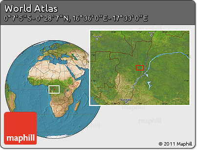 Satellite Location Map of the Area around 0° 10' 31" N, 17° 4' 30" E
