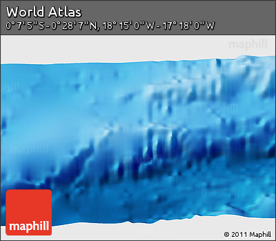 Physical 3D Map of the Area around 0° 10' 31" N, 17° 46' 29" W
