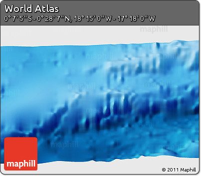 Physical 3D Map of the Area around 0° 10' 31" N, 17° 46' 29" W