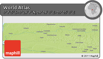 Physical Panoramic Map of the Area around 0° 10' 31" N, 18° 46' 29" E