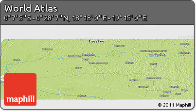 Physical Panoramic Map of the Area around 0° 10' 31" N, 18° 46' 29" E