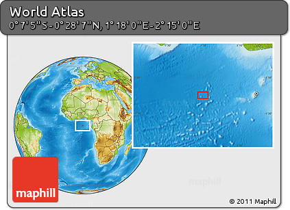 Physical Location Map of the Area around 0° 10' 31" N, 1° 46' 29" E