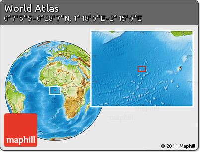 Physical Location Map of the Area around 0° 10' 31" N, 1° 46' 29" E
