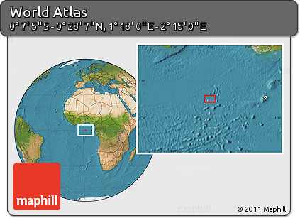 Satellite Location Map of the Area around 0° 10' 31" N, 1° 46' 29" E