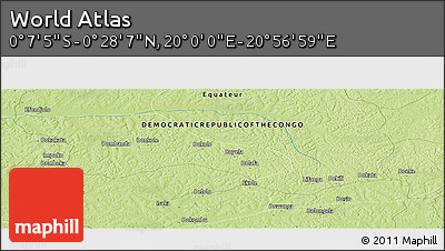 Physical Panoramic Map of the Area around 0° 10' 31" N, 20° 28' 30" E