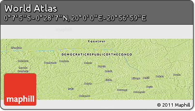Physical Panoramic Map of the Area around 0° 10' 31" N, 20° 28' 30" E
