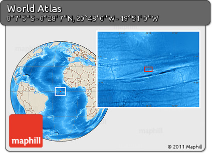 Shaded Relief Location Map of the Area around 0° 10' 31" N, 20° 19' 30" W