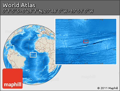Shaded Relief Location Map of the Area around 0° 10' 31" N, 20° 19' 30" W