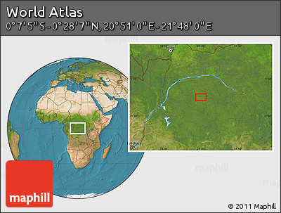 Satellite Location Map of the Area around 0° 10' 31" N, 21° 19' 30" E