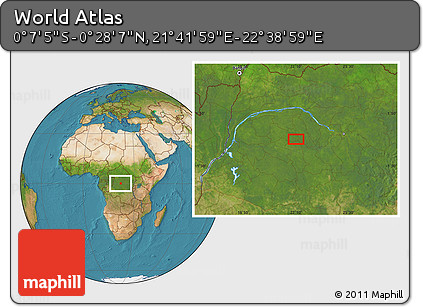 Satellite Location Map of the Area around 0° 10' 31" N, 22° 10' 29" E