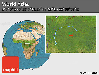 Satellite Location Map of the Area around 0° 10' 31" N, 22° 10' 29" E