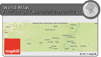Physical Panoramic Map of the Area around 0° 10' 31" N, 23° 52' 30" E