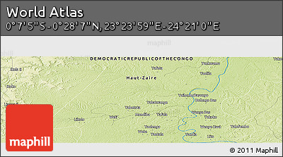 Physical Panoramic Map of the Area around 0° 10' 31" N, 23° 52' 30" E