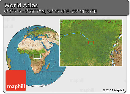 Satellite Location Map of the Area around 0° 10' 31" N, 24° 43' 30" E