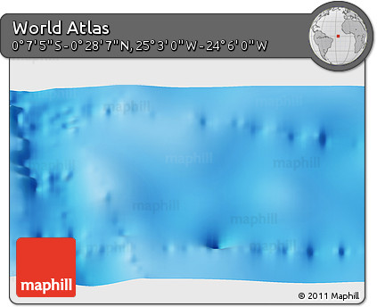 Physical 3D Map of the Area around 0° 10' 31" N, 24° 34' 30" W