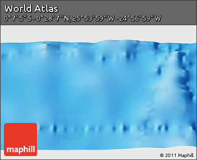 Physical 3D Map of the Area around 0° 10' 31" N, 25° 25' 29" W