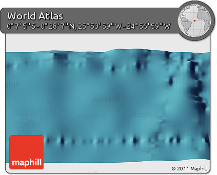 Satellite 3D Map of the Area around 0° 10' 31" N, 25° 25' 29" W