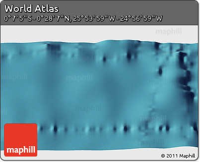 Satellite 3D Map of the Area around 0° 10' 31" N, 25° 25' 29" W