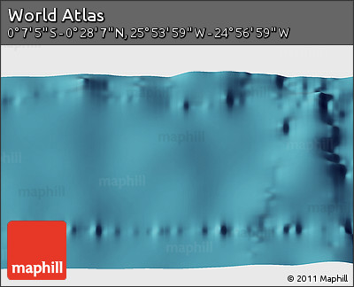 Satellite 3D Map of the Area around 0° 10' 31" N, 25° 25' 29" W