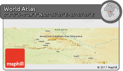 Physical Panoramic Map of the Area around 0° 10' 31" N, 26° 25' 29" E
