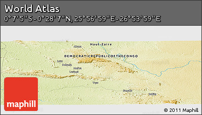 Physical Panoramic Map of the Area around 0° 10' 31" N, 26° 25' 29" E