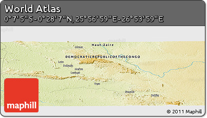 Physical Panoramic Map of the Area around 0° 10' 31" N, 26° 25' 29" E