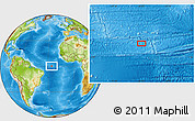 Physical Location Map of the area around 0° 10' 31" N, 26° 16' 29" W