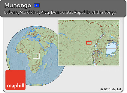 Savanna Style Location Map of Munongo, hill shading