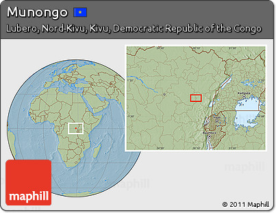 Savanna Style Location Map of Munongo, hill shading
