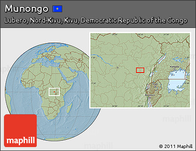Savanna Style Location Map of Munongo, hill shading