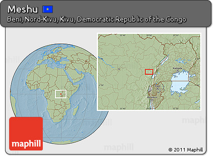 Savanna Style Location Map of Meshu, hill shading